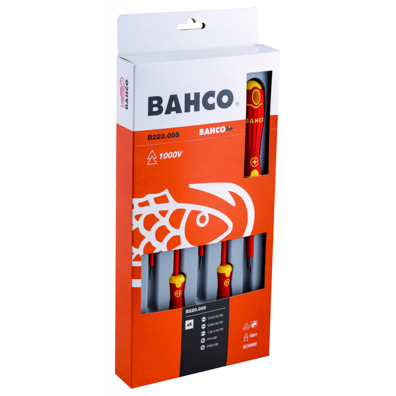 Tournevis BahcoFIT isolé VDE pour vis à fente et Phillips avec manche multi-composants - 5 pcs Bahco | B220.005