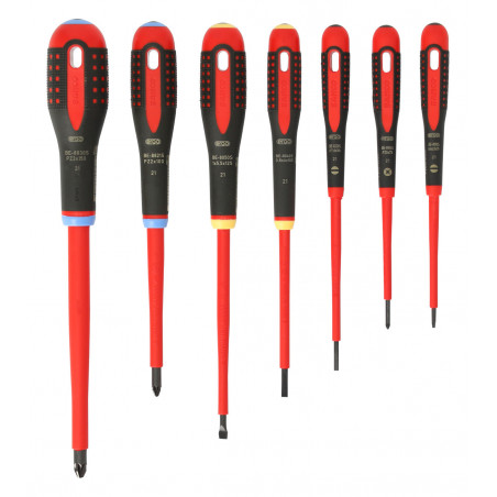 Jeu de tournevis ERGO™ isolés VDE avec manche tri-matière - 7 pcs Bahco | BE-9888S