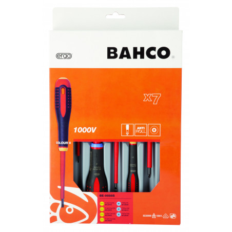 Jeu de tournevis ERGO™ isolés VDE avec manche tri-matière - 7 pcs Bahco | BE-9888S
