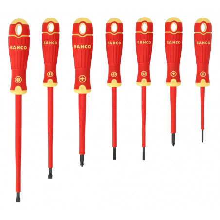 Tournevis BahcoFIT isolé VDE pour vis à fente et Phillips avec manche multi-composants - 7 pcs Bahco | B220.007