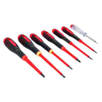 Jeu de tournevis ERGO™ isolés VDE pour vis à fente et Phillips avec manche trimatière - 7 pcs Bahco | BE-9887S