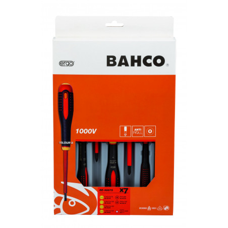 Jeu de tournevis ERGO™ isolés VDE pour vis à fente et Phillips avec manche trimatière - 7 pcs Bahco | BE-9887S
