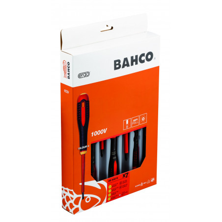 Jeu de tournevis ERGO™ isolés VDE pour vis à fente et Phillips avec manche trimatière - 7 pcs Bahco | BE-9887S