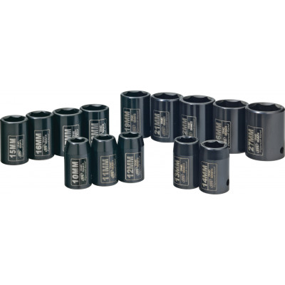 Jeu de Douilles standard métrique à carré 1/2", lot de 14 pièces SK4M14N Ingersoll Rand | SK4M14N