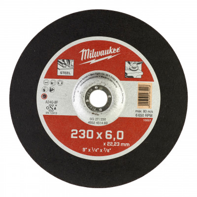 DISQUE A MEULER 230MM EPAISSEUR 6 MM CONTRACTOR 1PC - Commande uniquement par multiple de 10 - Milwaukee | 4932451483