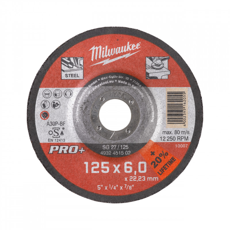 DISQUE A MEULER 125 EPAISSEUR 6 MM PRO+ 1PC - Commande uniquement par multiple de 25 - Milwaukee | 4932451502