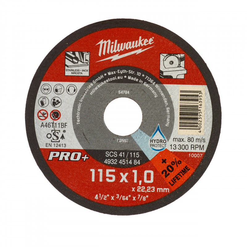 DISQUE A TRONCONNER PRO+ 115MM EPAISSEUR1MM PRO+ 1PC - Commande uniquement par multiple de 50 - Milwaukee | 4932451484