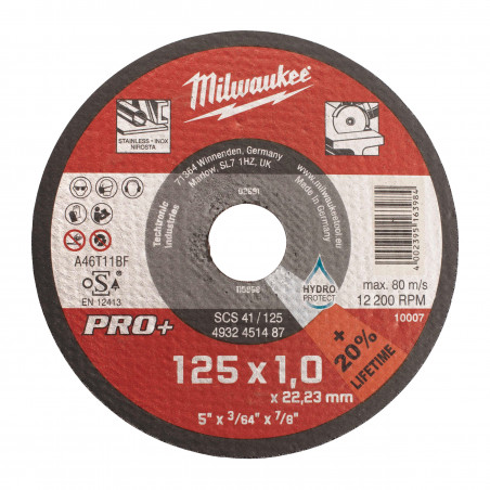 DISQUE A TRONCONNER PRO+ 125MM EPAISSEUR 1 MM PRO+ 1PC - Commande uniquement par multiple de 50 - Milwaukee | 4932451487