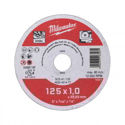 DISQUE A TRONCONNER PRO+ 125MM EPAISSEUR 1 MM CONTRACTOR 1PC  - Milwaukee | 4932451477