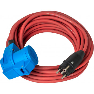 Rallonge électrique SOLUTIONS OUTDOOR IP44 15m H07RN-F 3G1,5 rouge, double prise - Brennenstuhl | 1133001