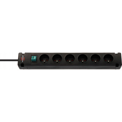 Multiprise Bremounta 6 prises avec interrupteur, noire, 3m H05VV-F 3G1,5 - Brennenstuhl | 1150651316