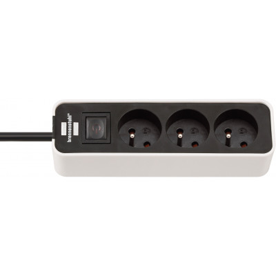 Multiprise Ecolor 3 prises avec interrupteur, blanche/noire, 1,5m H05VV-F 3G1,0 - Brennenstuhl | 1153231020