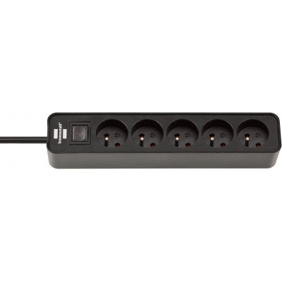 Multiprise Ecolor 5 prises avec interrupteur, noire/noire, 1,5m H05VV-F 3G1,0 - Brennenstuhl | 1153251000