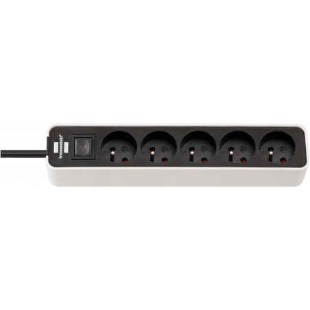 Multiprise Ecolor 5 prises avec interrupteur, blanche/noire, 1,5m H05VV-F 3G1,0 - Brennenstuhl | 1153251020