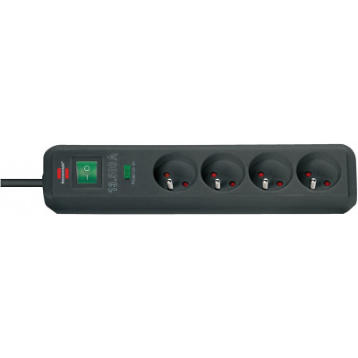 Multiprise Eco-Line 4 prises avec parasurtenseur 13500A, noir, 1,4m H05VV-F 3G1, - Brennenstuhl | 1159701