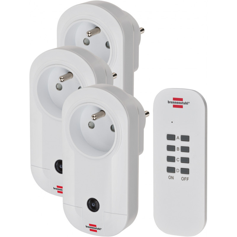 Lot de 3 prises télécommandées avec télécommande RC CE1 3001 - Brennenstuhl | 1507041