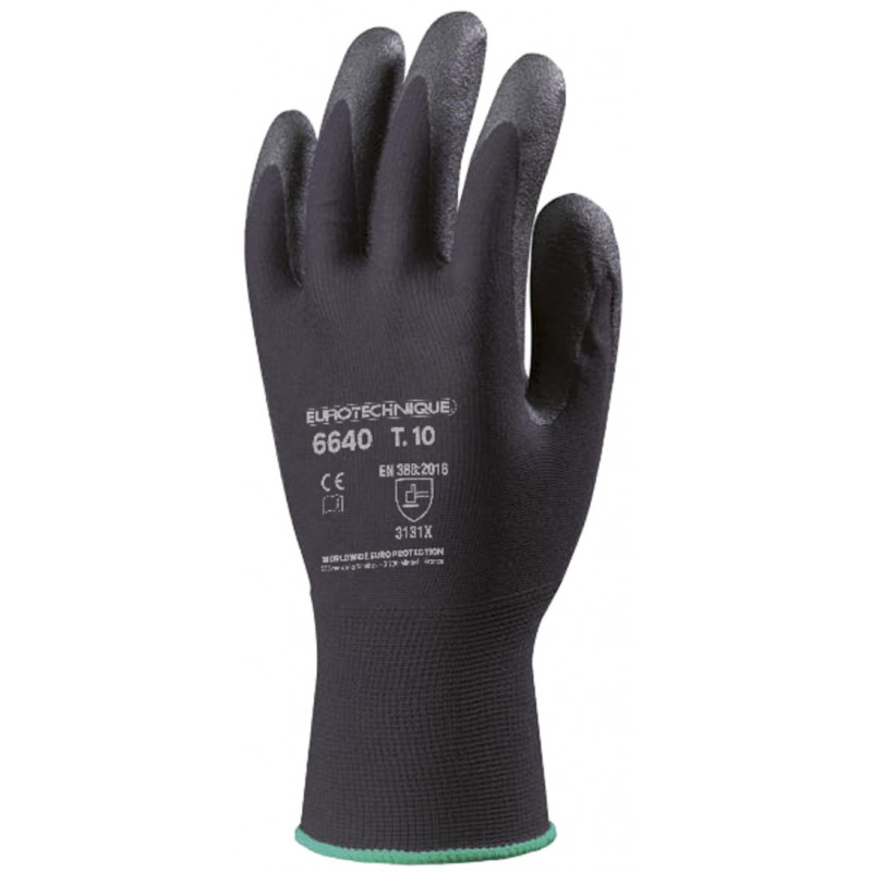 Gants EUROLITE 6640, nylon noir, paume enduite mousse PVC noir *CAR* - COVERGUARD | MOP6640