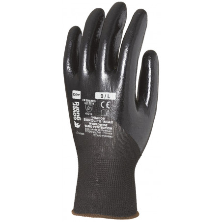 Gants EUROLITE 1NIAB, polyester noir, J15, Enduction 3/4 nitrile noir - COVERGUARD | 1NIAB