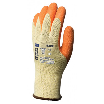 Gants EUROSTRONG 10L800 polyester J10 paume latex orange adhérisé - COVERGUARD | 1LACO