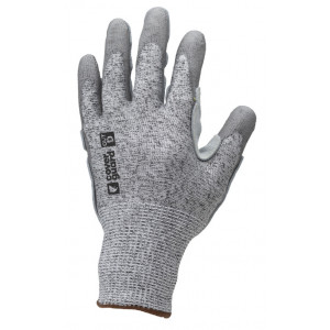 Gants EUROCUT STRONG P110 CUT D. CHALEUR 2. J13 enduit PU gris, patch cuir paume - COVERGUARD | 1CHSP00