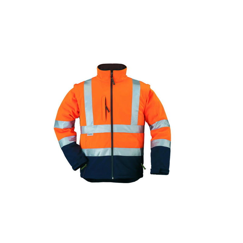 Veste softshell 2/1 STATION Polaire 300g/m2 Orange HV/Marine