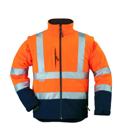 Veste softshell 2/1 - STATION - Polaire 300g/m2 - Orange HV/Marine - COVERGUARD | MO70640