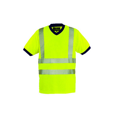 T-shirt manches courtes - YARD - 100% PES 140g/m2 - Jaune HV/Marine - COVERGUARD | 7YAVY