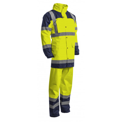 Ensemble de pluie - HYDRA - Parka: 300D Oxford + Pantalon: 300D Oxford - Jaune HV/Marine - COVERGUARD | 7HYDY