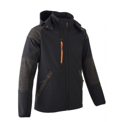 Veste Softshell - YUKI II - Ripstop 94% PES/6% EA + TPU membrane + Polaire - 350g/m2 - Noir/Citrouille - COVERGUARD | 5YKY310
