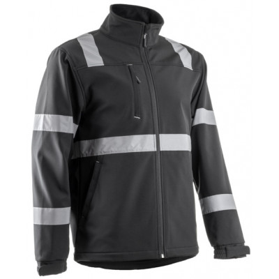 Veste Softshell - VIGILE - 100% PES + TPU membrane + Polaire 330g/m2 + Bandes - Noir - COVERGUARD | 5VIG010