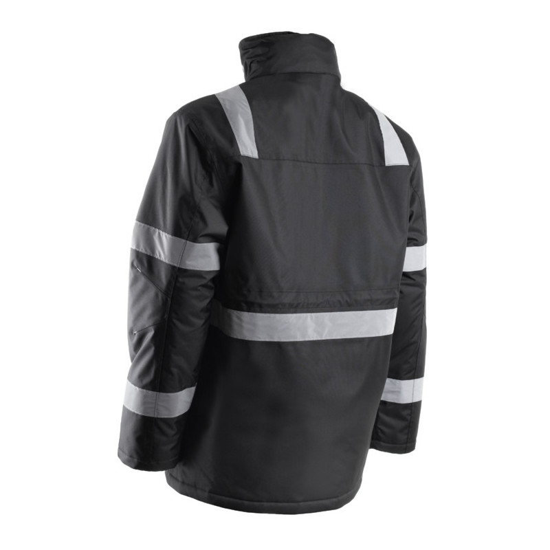 Parka - SECURITE - 300D Oxford enduit PU 100% PES + Matelassage 160g/m2 + Bandes réflectives - Noir - COVERGUARD | 5SEC010