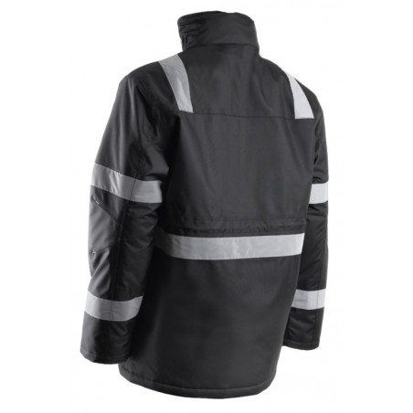 Parka - SECURITE - 300D Oxford enduit PU 100% PES + Matelassage 160g/m2 + Bandes réflectives - Noir - COVERGUARD | 5SEC010