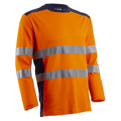 T-shirt manches longues - RIKKA - 55% CO/45% PES UPF 35+ 150g/m2 - Orange HV/Marine - COVERGUARD | 5RIK170