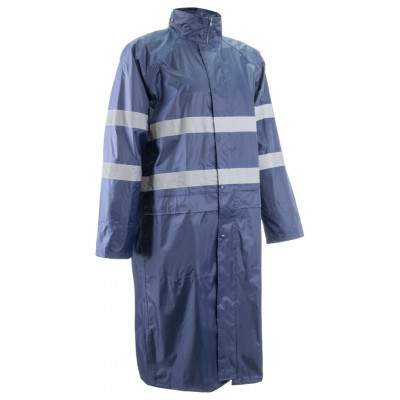 Manteau de pluie - RAINET COAT - 100% Polyester enduit PVC souple 200g/m2 + Bandes - Marine - COVERGUARD | 5RAC120