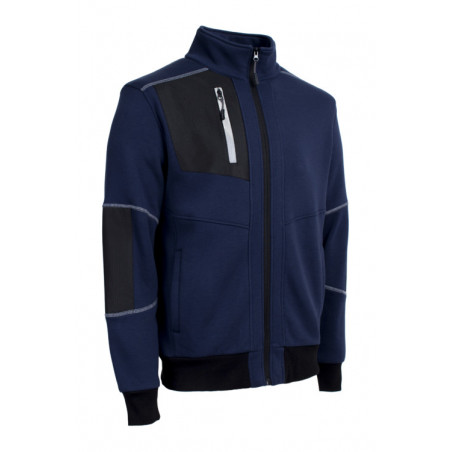 Veste thermique - MIKAN - Molleton 70% CO/30% PES 300g/m2 + Empiècements Ripstop - Marine/Réfléchissant - COVERGUARD | 5MIK120