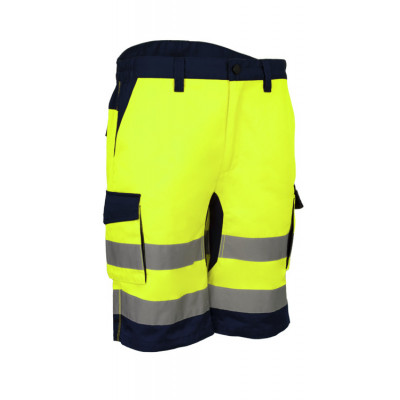 Bermuda - HIBANA - 60% CO/40% PES 270g/m2 + Stretch - Jaune HV/Marine - COVERGUARD | 5HBS160