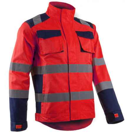 Veste - HIBANA - 60% CO/40% PES 270g/m2 + Stretch - Rouge HV/Marine - COVERGUARD | 5HBJ130