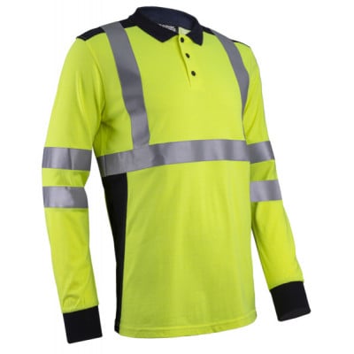 Polo manches longues - EKHI - 60% Modacrylique/39% Coton/1% - Jaune HV/Marine - COVERGUARD | 5EKH160