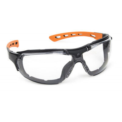 Lunettes de protection EUROLUX noir/orange, incolore anti-buée N 0% métal - COVERGUARD | MO60990