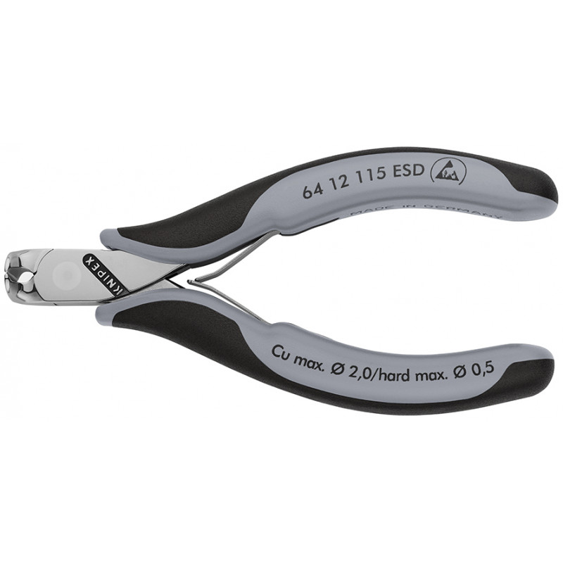 Pince coupante de devant sans biseau pour l'électronique 115mm 90°- Bi-mat. ESD - KNIPEX | 6412115ESD