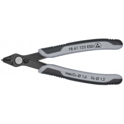 Pince coupante de précision Super Knips® 125mm - Ressort - Bi-matière ESD - KNIPEX | 7861125ESD