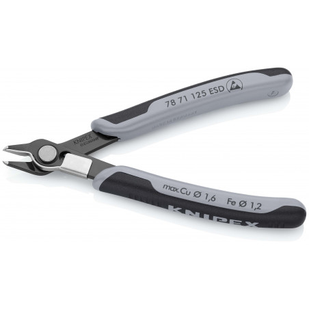 Pince coupante de précision Super Knips® 125mm Ressort - Bi-matière - ESD - KNIPEX | 7871125ESD