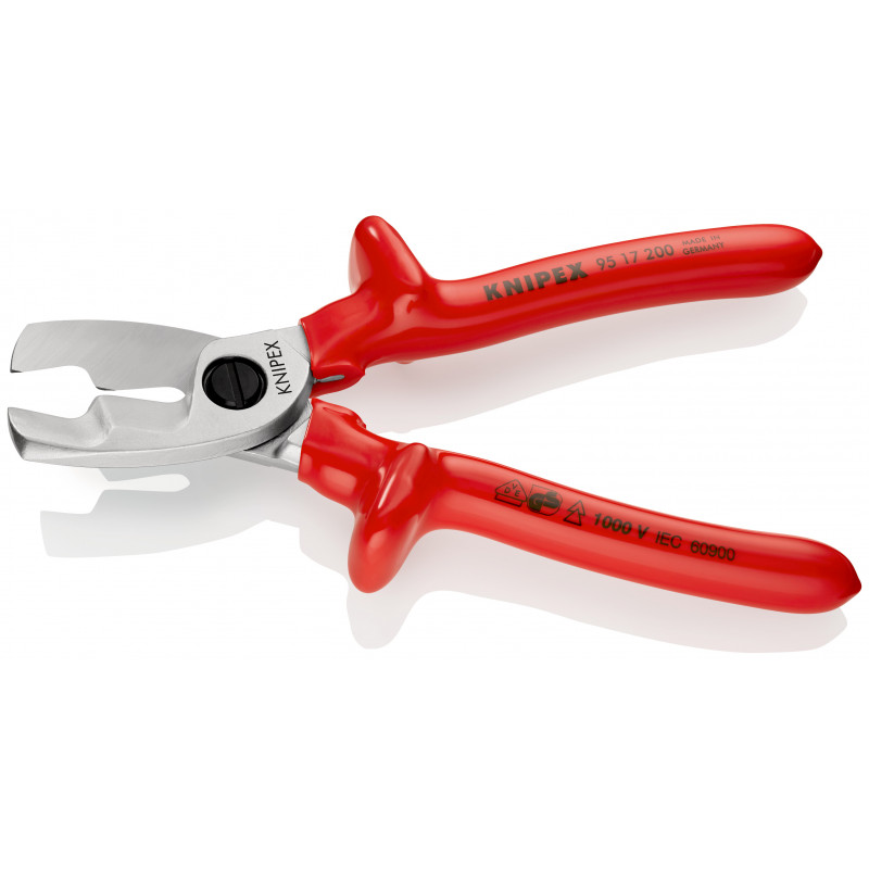 Coupe-câbles 200mm - Ø20mm/70mm² Cu/Al - Gainage surmoulé isolé 1000V - Chromé - KNIPEX | 9517200