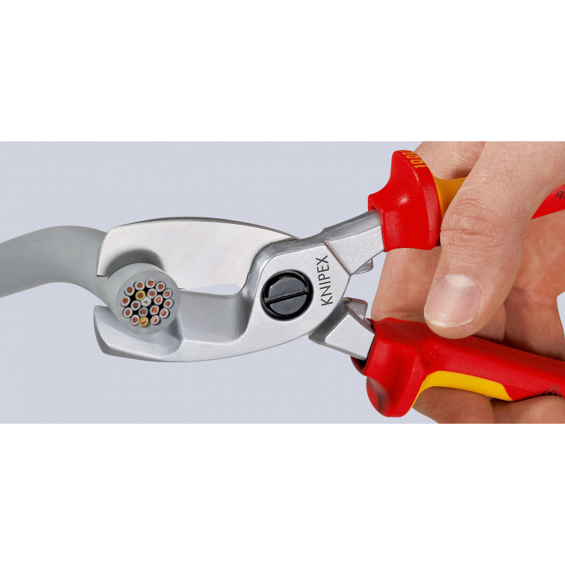 Coupe-câbles 200mm - Ø20mm/70mm² Cu/Al - Gainage surmoulé isolé 1000V - Chromé - KNIPEX | 9517200
