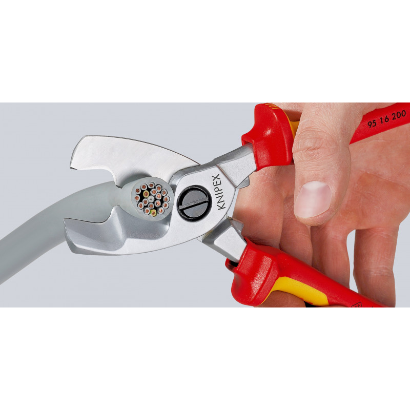 Coupe-câbles 200mm - Ø20mm/70mm² Cu/Al - Gainage surmoulé isolé 1000V - Chromé - KNIPEX | 9517200