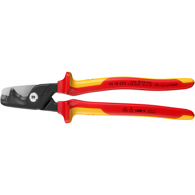 Coupe-câbles StepCut XL - 225mm - Bi-matière - Poli - Cu / Al Ø23mm/120mm² - KNIPEX | 9518225