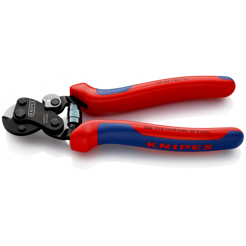 Coupe-câbles acier 160mm - Ø6mm spéciale pour nappe tramée - Gainage bi-matière - KNIPEX | 9562160TC