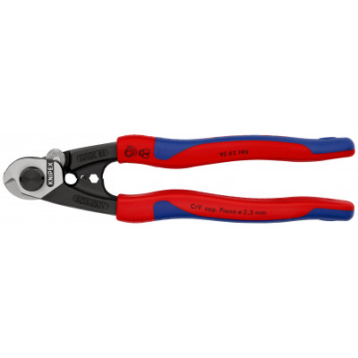 Coupe-câbles acier 190mm - Ø2,5-4-5-7mm - Gainage bi-matière - KNIPEX | 9562190SB