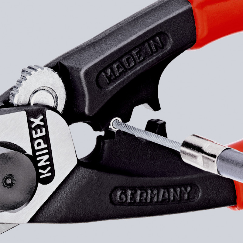 Coupe-câbles acier 190mm - Ø2,5-4-5-7mm - Gainage bi-matière - KNIPEX | 9562190SB