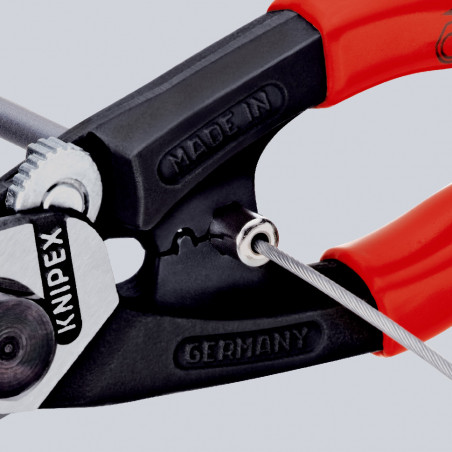 Coupe-câbles acier 190mm - Ø2,5-4-5-7mm - Gainage bi-matière - KNIPEX | 9562190
